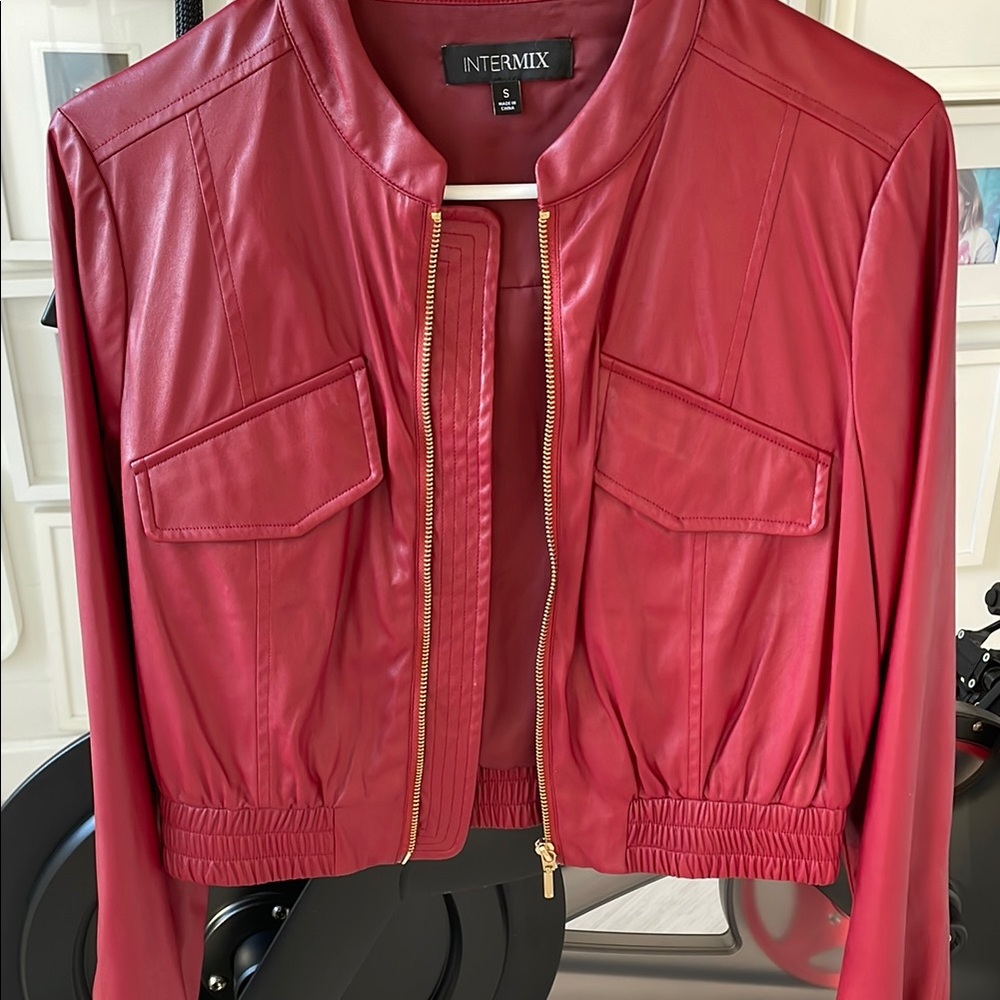 Intermix Red Women's faux leather jacket